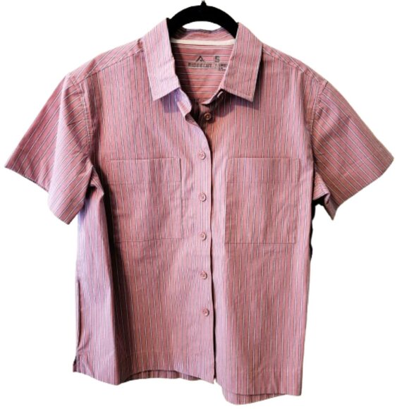Ridgecut Toughwear Women’s Pink Striped Short-Sleeve Camp Shirt-SMALL - Picture 2 of 9